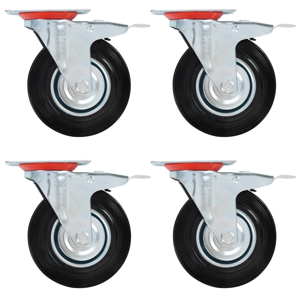 vidaXL Swivel Castor Wheels with Double Brakes 4 pcs. 125 mm