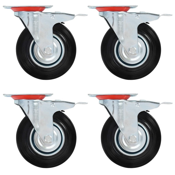 vidaXL Swivel Castor Wheels with Double Brakes 4 pcs. 125 mm