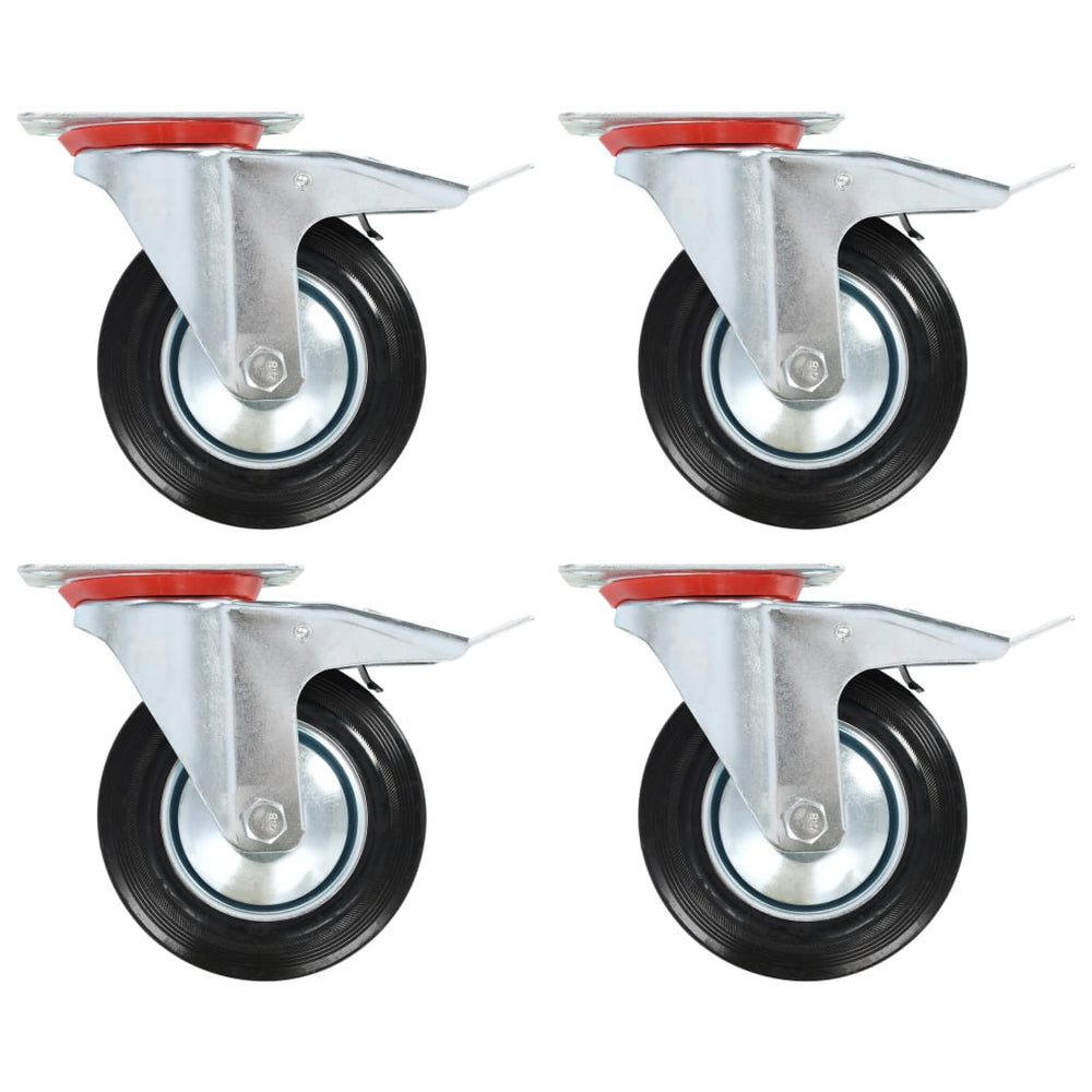 vidaXL Swivel Castor Wheels with Double Brakes 4 pcs. 160 mm