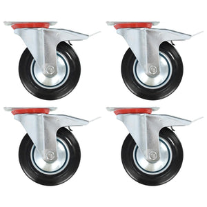 vidaXL Swivel Castor Wheels with Double Brakes 4 pcs. 160 mm