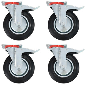 vidaXL Swivel Casters with Double Brakes 4 pcs. 200 mm