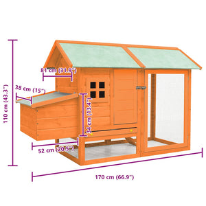 vidaXL Chicken Coop 170x81x110 cm Pinewood & Firwood