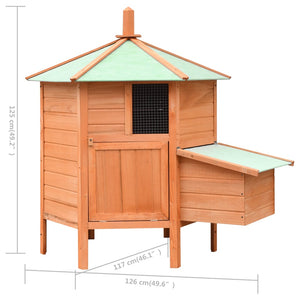 vidaXL Chicken Coop 126x117x125 cm Pine & Fir Wood