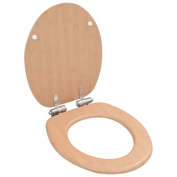 vidaXL Toilet Seat with Soft-Close Lid MDF Bamboo Design