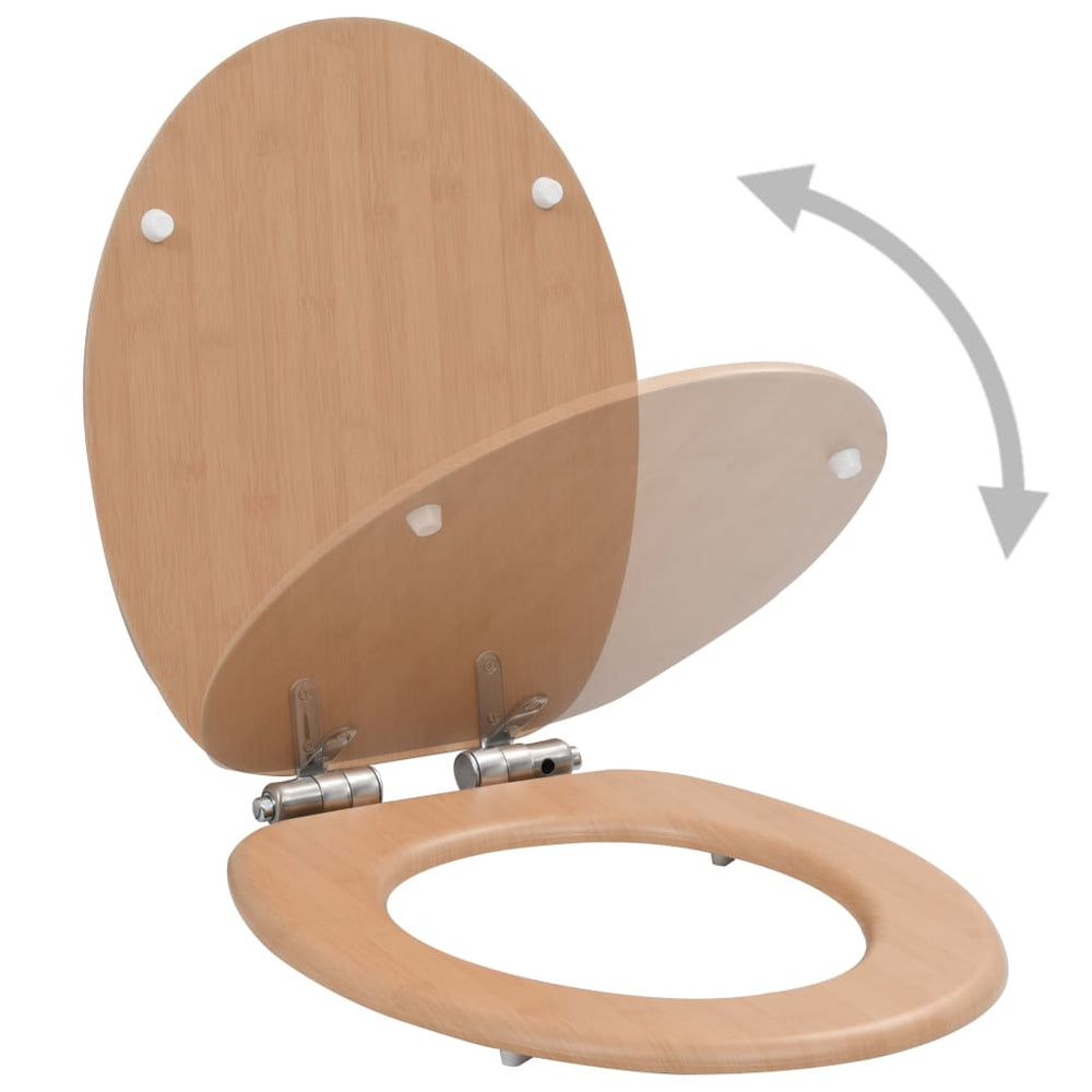 vidaXL Toilet Seat with Soft-Close Lid MDF Bamboo Design