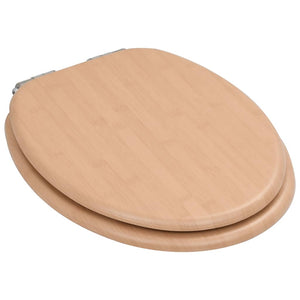vidaXL Toilet Seat with Soft-Close Lid MDF Bamboo Design