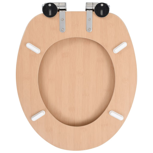 vidaXL Toilet Seat with Soft-Close Lid MDF Bamboo Design