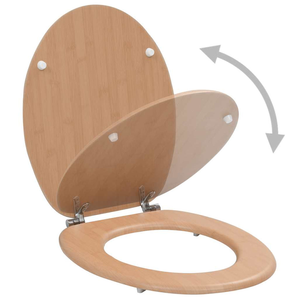 vidaXL Toilet Seat with Lid MDF Bamboo Design