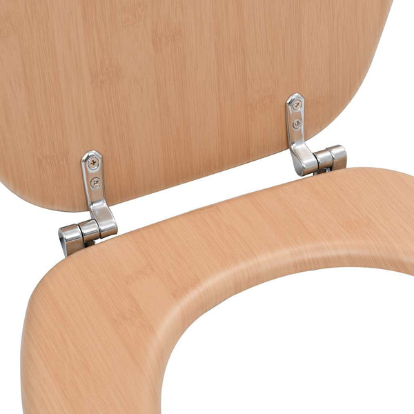 vidaXL Toilet Seat with Lid MDF Bamboo Design