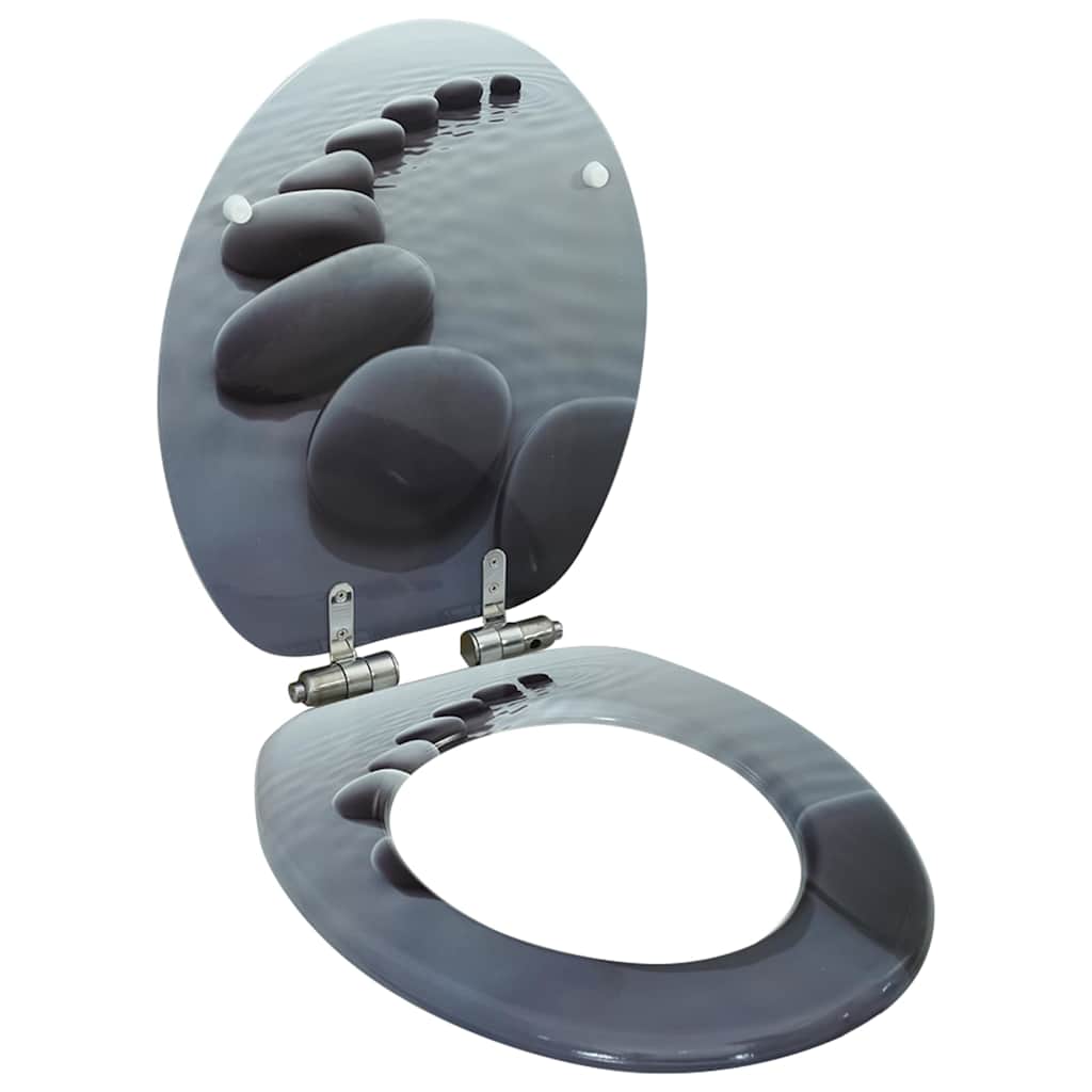 vidaXL Toilet Seat with Soft-Close Lid MDF Stone Design
