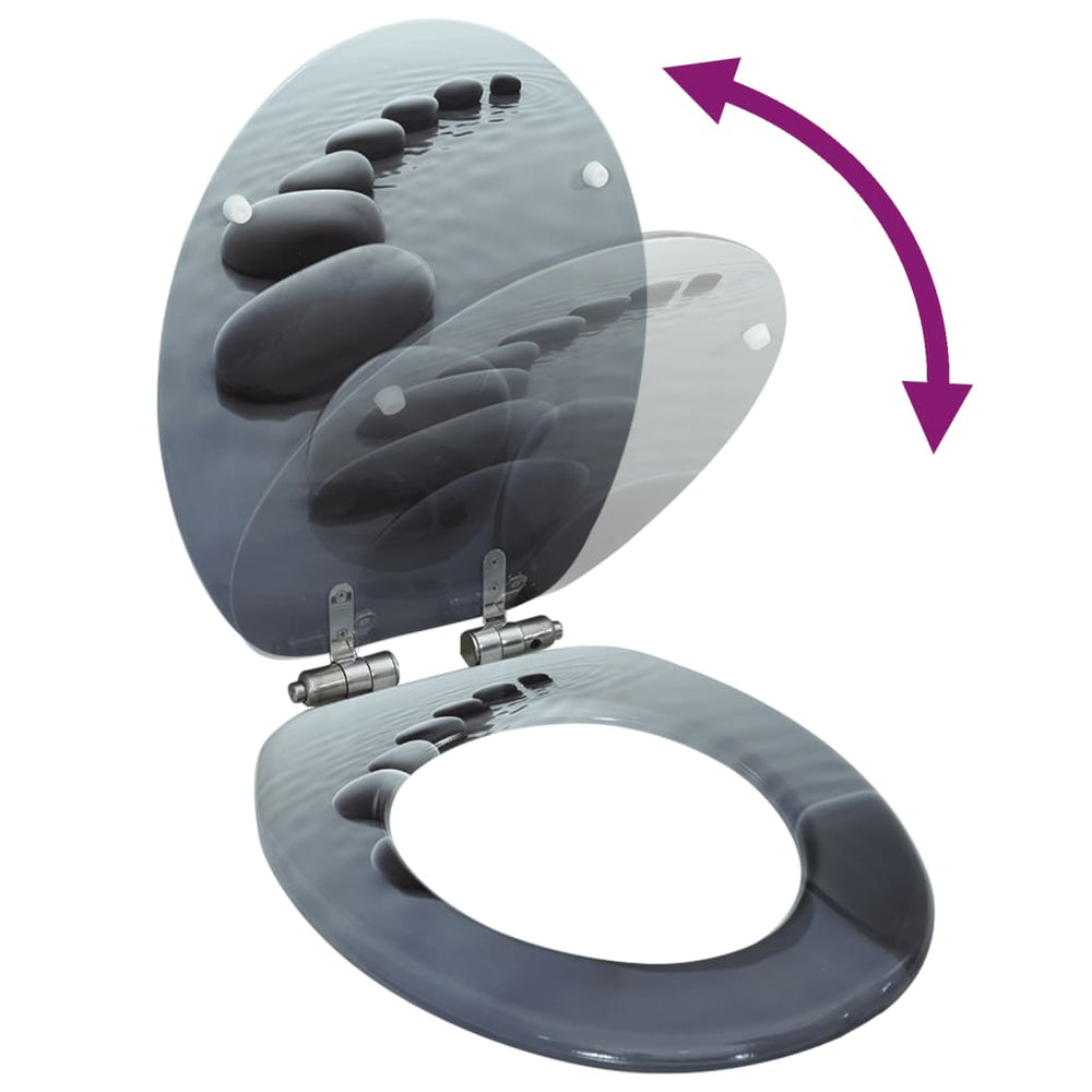 vidaXL Toilet Seat with Soft-Close Lid MDF Stone Design
