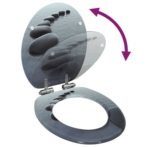 vidaXL Toilet Seat with Soft-Close Lid MDF Stone Design