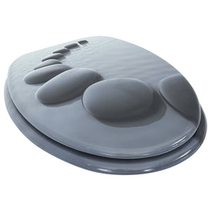 vidaXL Toilet Seat with Soft-Close Lid MDF Stone Design