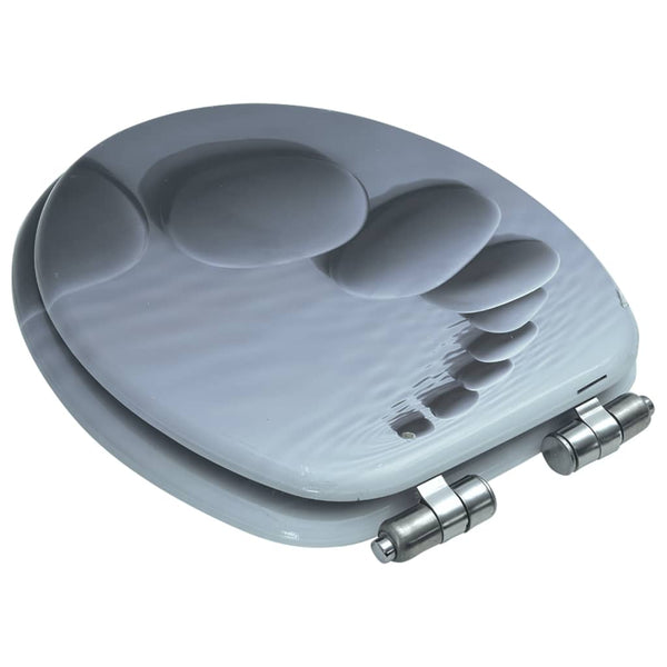 vidaXL Toilet Seat with Soft-Close Lid MDF Stone Design