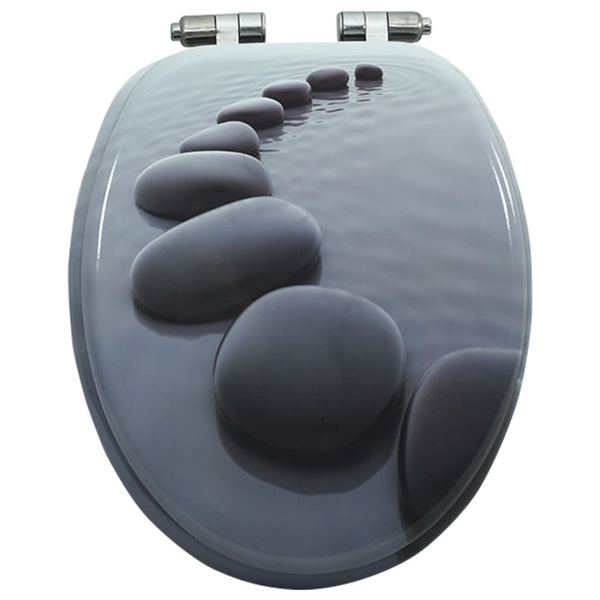 vidaXL Toilet Seat with Soft-Close Lid MDF Stone Design