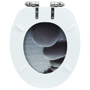 vidaXL Toilet Seat with Soft-Close Lid MDF Stone Design