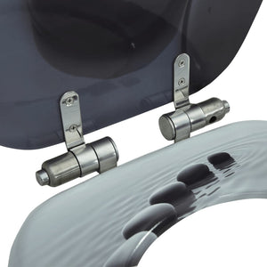 vidaXL Toilet Seat with Soft-Close Lid MDF Stone Design