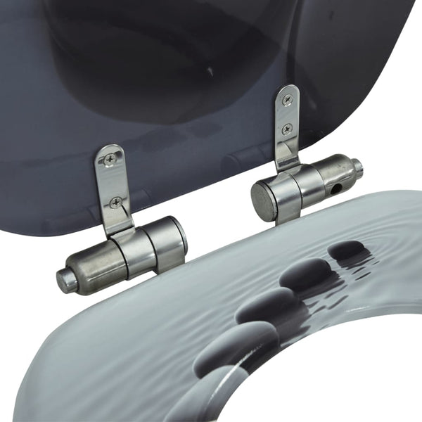 vidaXL Toilet Seat with Soft-Close Lid MDF Stone Design