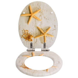 vidaXL Toilet Seat with Soft Close Lid MDF Starfish Design