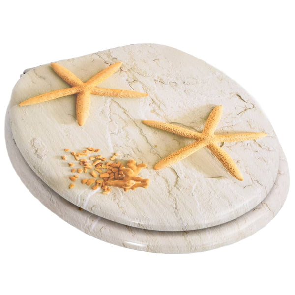 vidaXL Toilet Seat with Soft Close Lid MDF Starfish Design