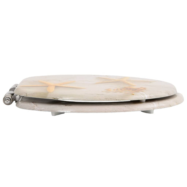 vidaXL Toilet Seat with Soft Close Lid MDF Starfish Design
