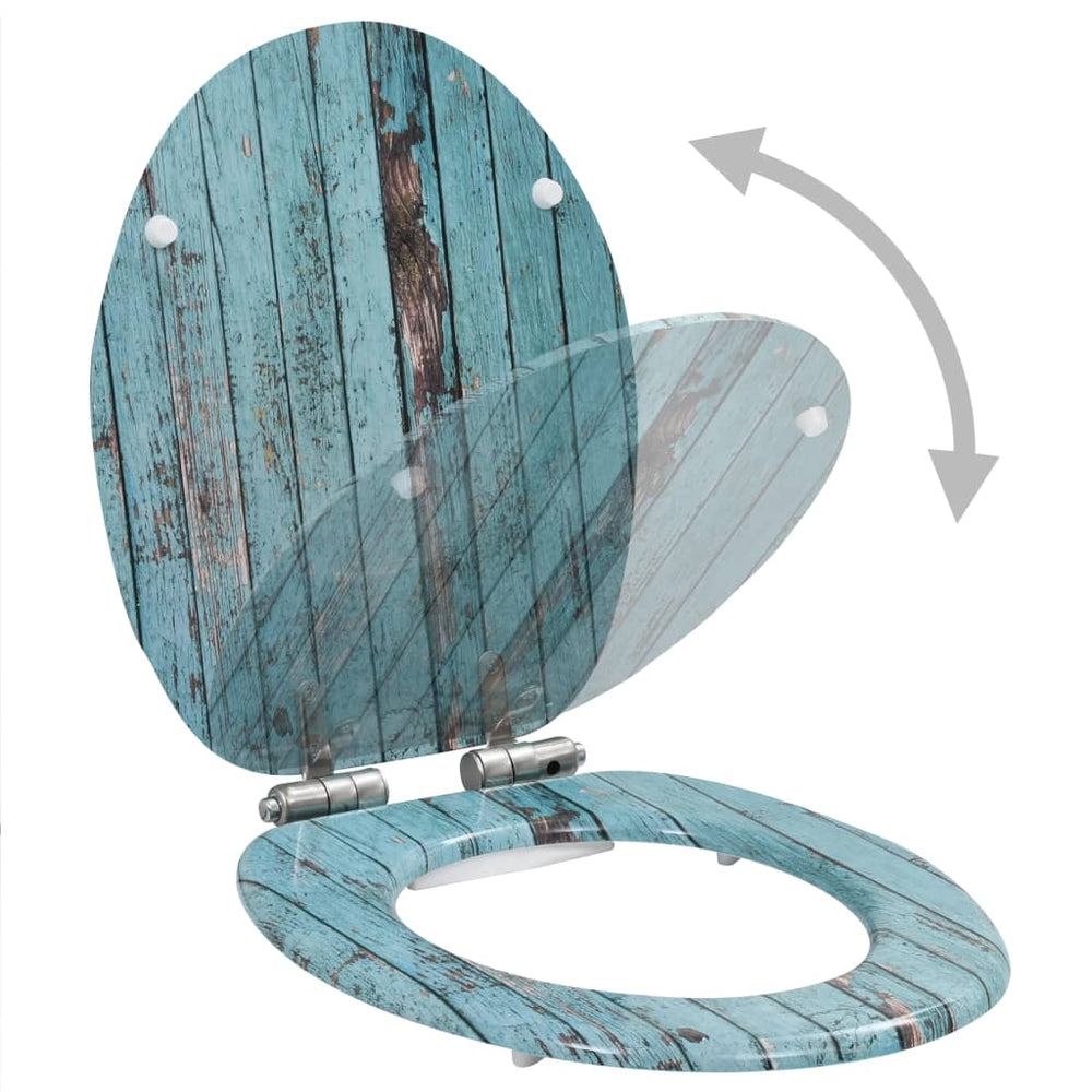 vidaXL Toilet Seat with Soft-Close Lid MDF Reclaimed Wood Design