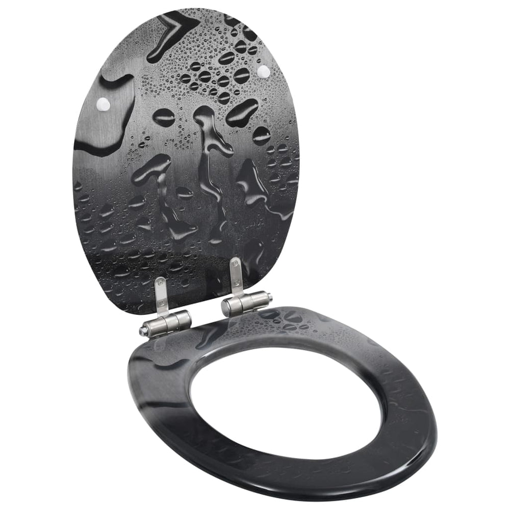 vidaXL Toilet Seat with Soft-Close Lid MDF Water Drop Design