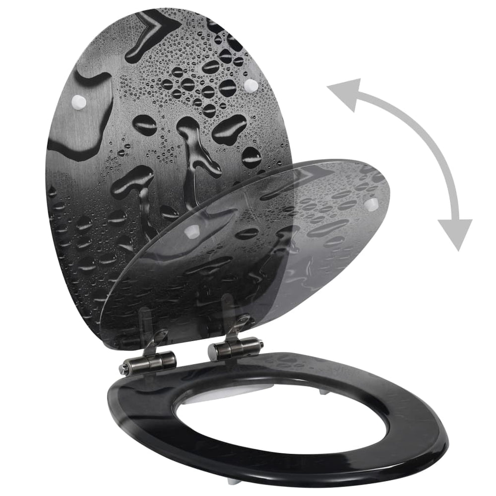 vidaXL Toilet Seat with Soft-Close Lid MDF Water Drop Design