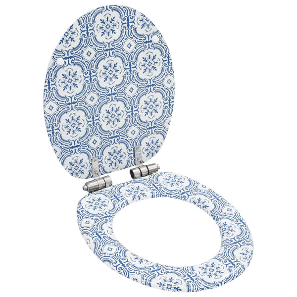 vidaXL Toilet Seat with Soft-Close Lid MDF Porcelain Design
