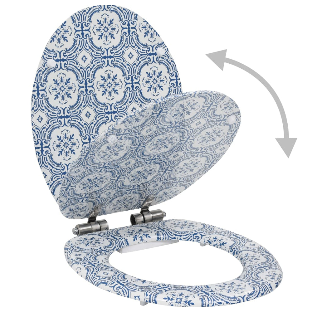 vidaXL Toilet Seat with Soft-Close Lid MDF Porcelain Design