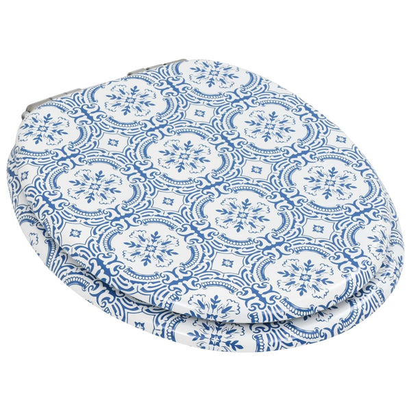 vidaXL Toilet Seat with Soft-Close Lid MDF Porcelain Design