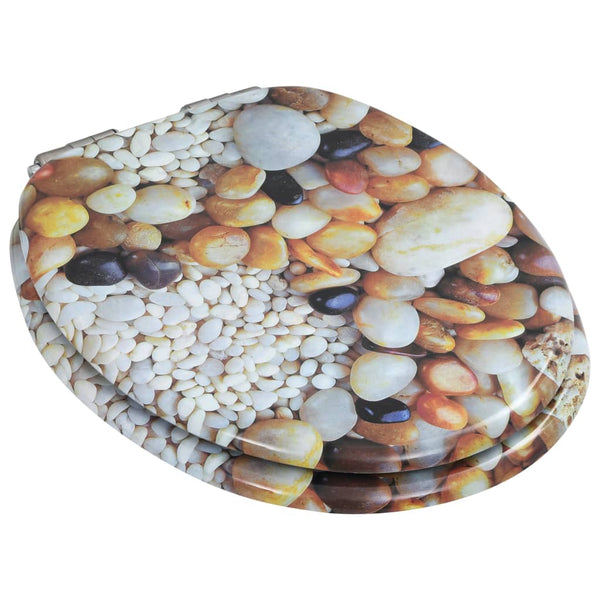 vidaXL Toilet Seat with Soft-Close Lid MDF Pebble Design