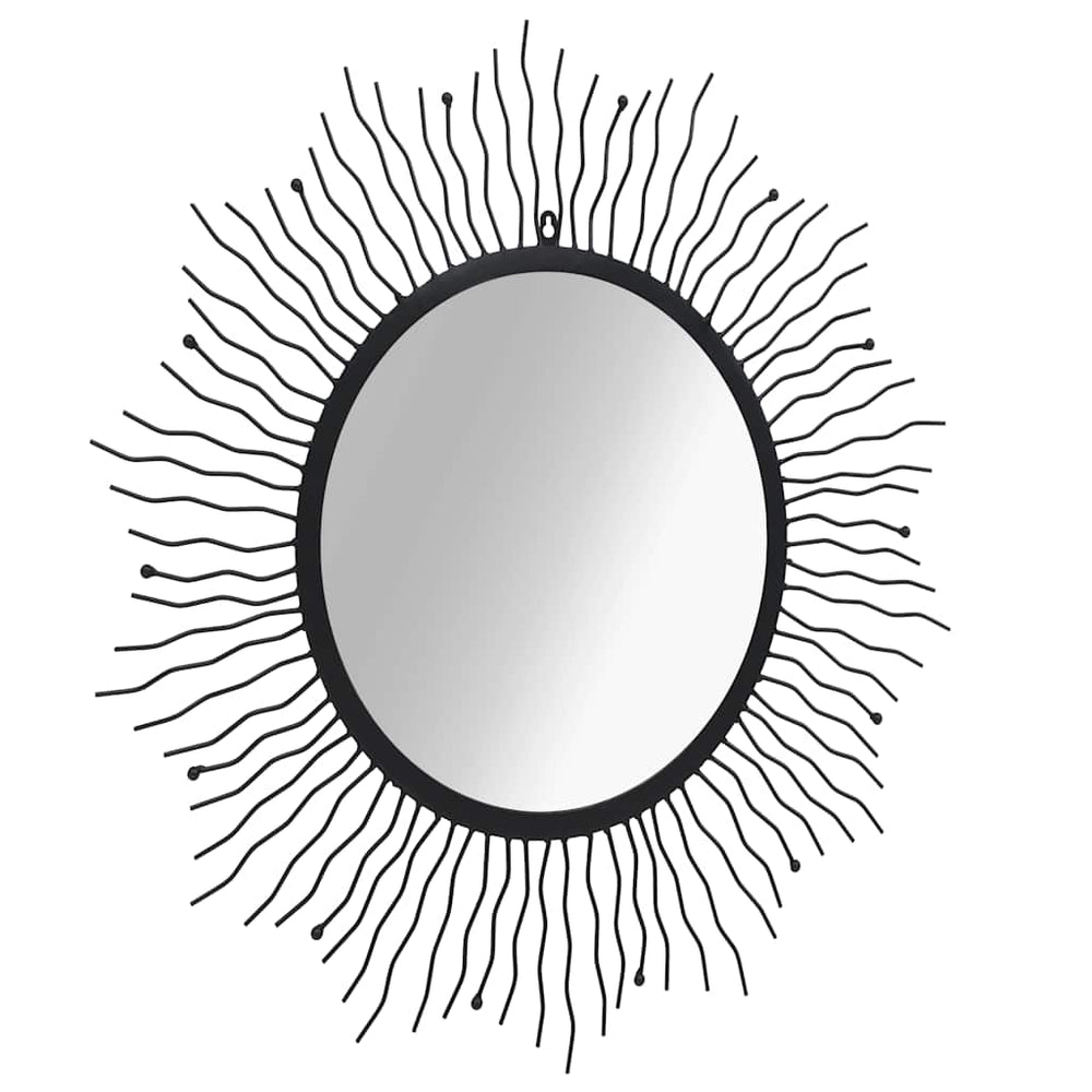 vidaXL Garden Wall Mirror Sun-shaped 80 cm Black