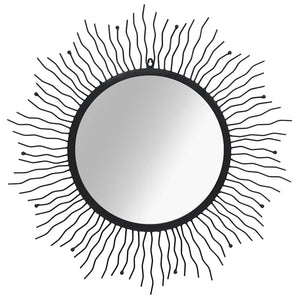 vidaXL Garden Wall Mirror Sun-shaped 80 cm Black