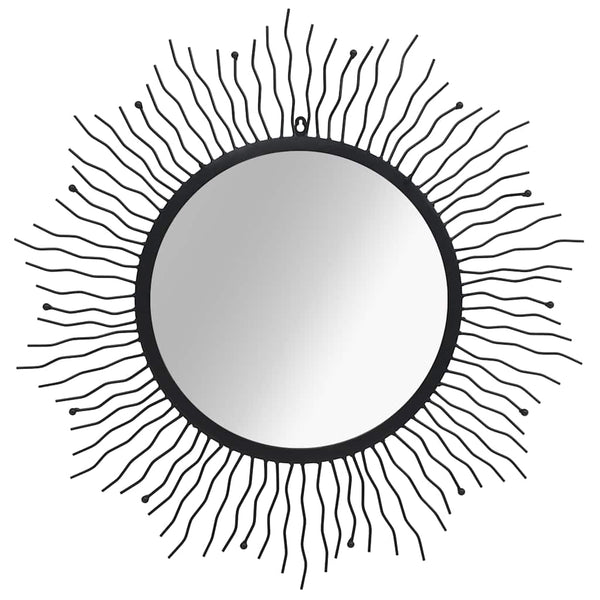 vidaXL Garden Wall Mirror Sun-shaped 80 cm Black