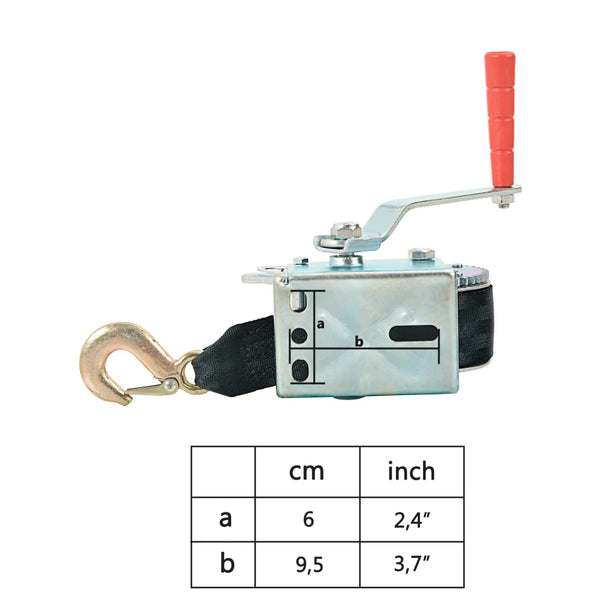 vidaXL Hand Winch with Strap 360 kg