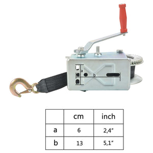 vidaXL Hand Winch with Strap 1587 kg