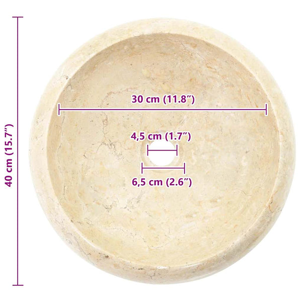 vidaXL Wash Basin 40x12 cm Marble Cream