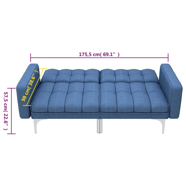 vidaXL Sofa Bed Blue Fabric