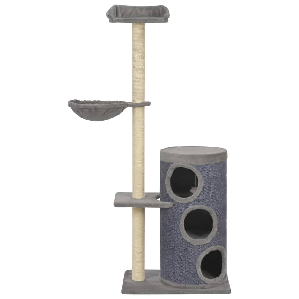 vidaXL Cat Scratching Tree with Sisal Scratching Posts Grey 148 cm