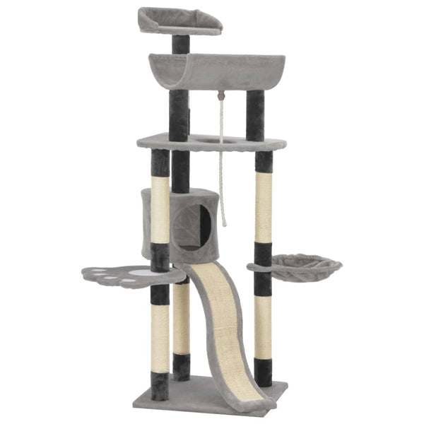 vidaXL Cat Tree with Sisal Scratching Posts Grey 145 cm