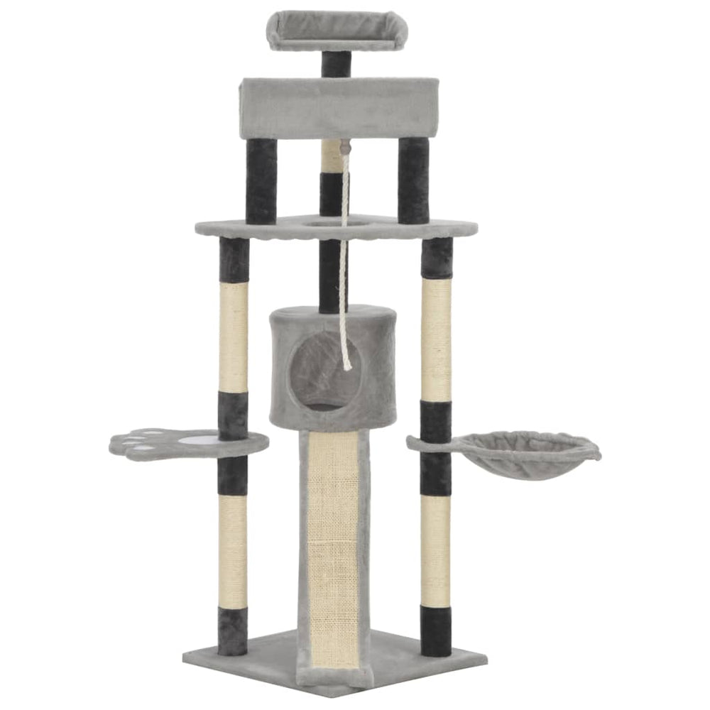 vidaXL Cat Tree with Sisal Scratching Posts Grey 145 cm