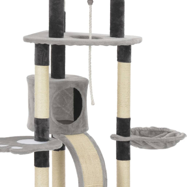vidaXL Cat Tree with Sisal Scratching Posts Grey 145 cm