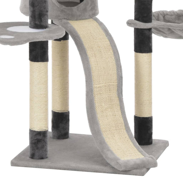 vidaXL Cat Tree with Sisal Scratching Posts Grey 145 cm