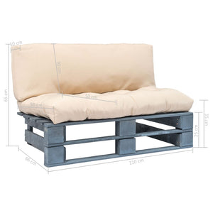 vidaXL Outdoor Pallet Sofa with Sand Cushions Pine Wood