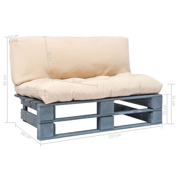vidaXL Outdoor Pallet Sofa with Sand Cushions Pine Wood