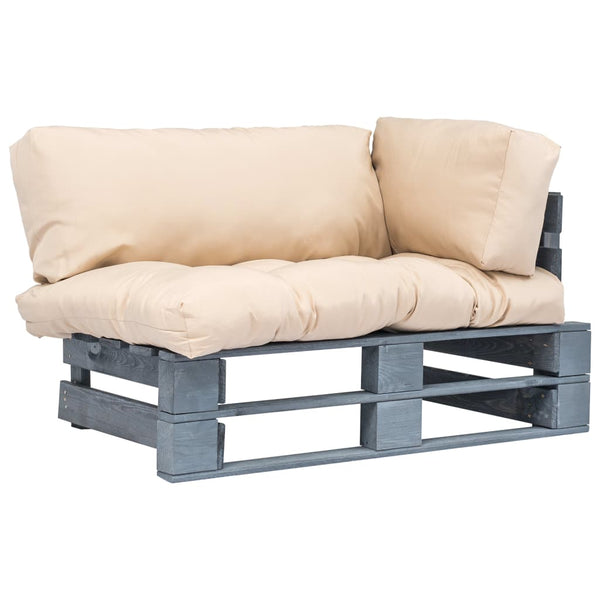 vidaXL Outdoor Pallet Sofa with Sand Cushions Pine Wood