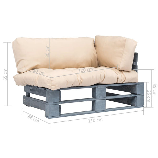 vidaXL Outdoor Pallet Sofa with Sand Cushions Pine Wood