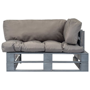 vidaXL Outdoor Pallet Sofa with Grey Cushions Pine Wood