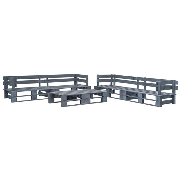 vidaXL 6-pc. Outdoor Pallet Lounge Set with Cushions in Grey Wood